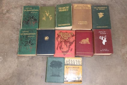 (12) Antique HUNTING and SAFARI Books (ONE$)