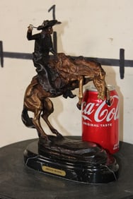 "Bronco Buster" after Frederic Remington Bronze Sculpture on a Marble Base