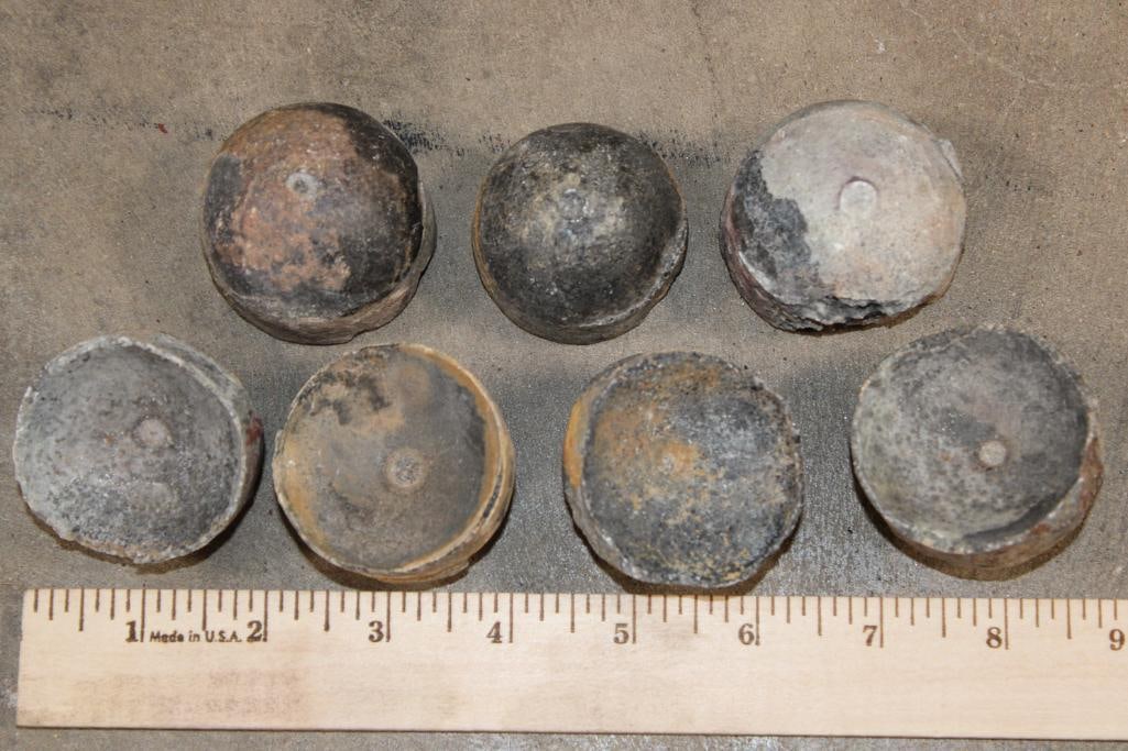 (7) Orthocone Fossil VERTEBRAE (ONE$): 7 ORTHOCONE Fossil Segments/Vertebrae from Morocco. All 1.5" to 2" Diameter and the Total Weight is 1 lb 20 oz. ROCKS FOSSILS MINERALS (ONE$) ROCKS MINERALS FOSSILS