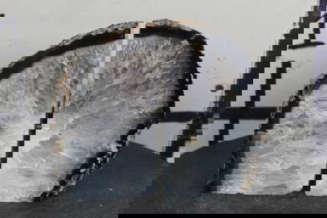 Brazilian AGATE GEODE BOOKENDS with Clear Quartz, Weight: 6lbs 9oz: Sparkling Brazilian AGATE Geode Bookends with Clear Quartz Crystal. Dimensions measured together are 6.75"Long x 5.5"T x 2.5" Thick. Total Weight: 6lbs 9oz. ROCKS FOSSILS MINERALS
