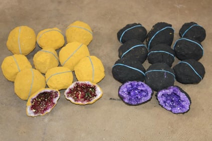 (10) Dyed Purple Crystal QUARTZ Geodes and (10) Titanium Aura Green Geodes (ONE$)