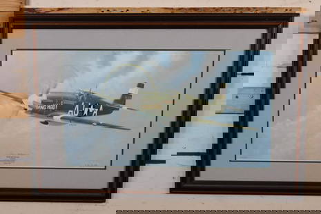 "P51B Mustang" Art Print signed in Pencil by the artist James H. Howard: Wonderful art print of the P51B Mustang "Ding Hao" flown by WW2 Ace James H. Howard. It has been signed in pencil by the artist "John Ficklen" (b.1941 d.2022) and numbered "478/950". It has also been