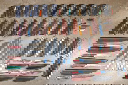 (40) *Brand New* Damascus and Carbon Steel KNIVES (ONE$)