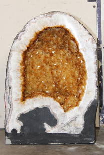 XL 69 lb CITRINE Crystal Geode Cathedral: XL CITRINE Crystal Geode Cathedral. It measures 16" Tall x 11" Wide x 9.25" Depth and the Total Weight is 69.96 lbs or 31.8 kg. ROCKS FOSSILS MINERALS CRYSTALS