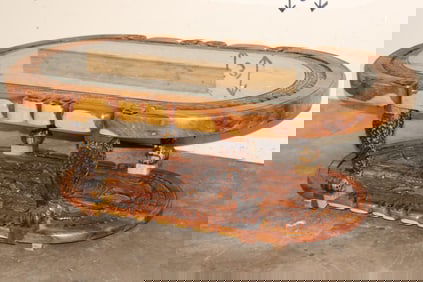 Hand-carved Wood Coffee Table with the "Big 5" and a Glass Top