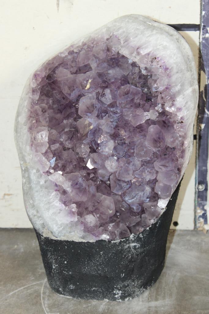 Big 35 lb AMETHYST Crystal Geode with a Polished and Lacquered Base (1 of 9)