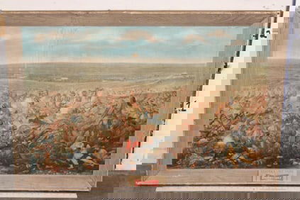 O. Becker's "Custer's Last Fight" Budweiser Lithograph Cardboard Advertisement from 1952