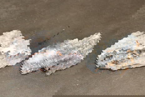 (2) Natural CALCITE and QUARTZ Specimens (ONE$): 1 Raw Tri-color CALCITE and QUARTZ Specimen with 3 layers. There are layers of smoky color to light purple-white and pale pink calcite. It weighs 5 lbs 12 oz. 1 Raw Calcite and Quartz Specimen with wh