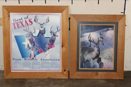 (1)"Best of Texas" Wildlife Association Framed Poster and (1) Framed Deer Print by Don Keller (ONE$)