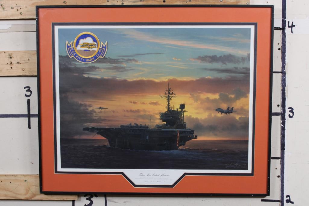 "Those Last Critical Moments" Print signed by William S. Phillips with a USS Kitty Hawk Patch (1 of 7)