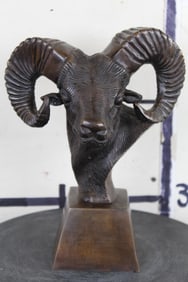 BRONZE RAM Head Sculpture, Weight 5 lbs