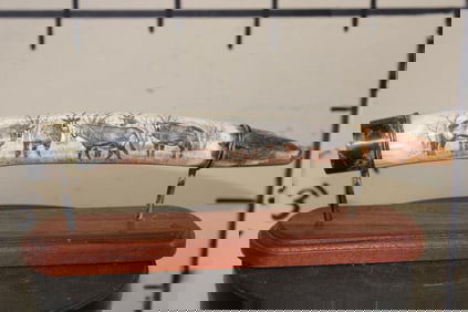 Scrimshawed HIPPOPOTAMUS IVORY Tusk by African artist Luciana Macina