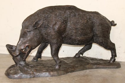 XL Boar BRONZE Sculpture after Pierre-Jules Mene, Weight 54 lbs