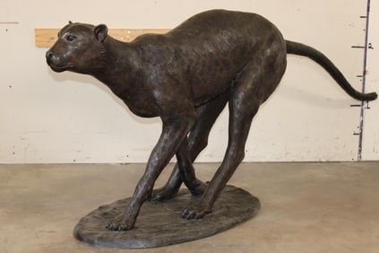 XXXL Life-sized CHEETAH Bronze signed by V.Picha, Weight 153 lbs!