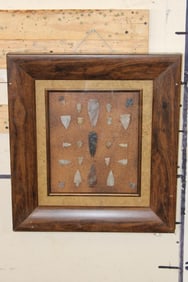 *Super Piece* Authentic Flint Arrow Points in a Wood and Glass Frame