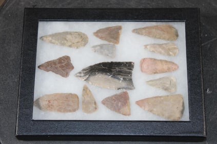 (13) ARROWHEADS in a Display Case with Glass (ONE$)