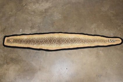 Big Western DIAMONDBACK RATTLESNAKE Skin and Rattle on a Double Felted Rug