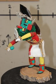 Hand-carved and Hand-Painted "Blue Heyeya" KACHINA DOLL by Hopi artist M.R. Lonewolf