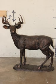 XL WHITETAIL DEER Buck Bronze Sculpture, Weight 29 lbs