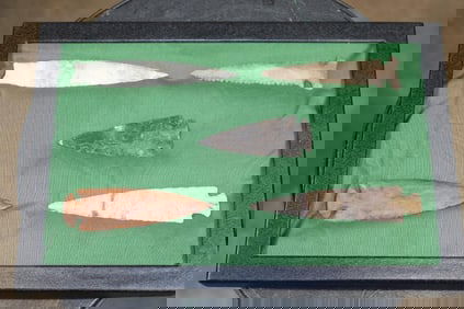 (5) Flint Spear Point ARROWHEADS in a Display Case (ONE$)