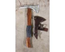 Contemporary Viking Style Battle Axe with a Steel Blade and a Leather Sheath