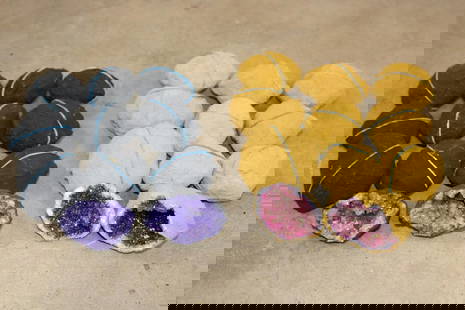 (10) Dyed Purple CRYSTAL QUARTZ Geodes and (10) Titanium Green Aura CRYSTAL QUARTZ Geodes (ONE$): 20 Geodes. There are 10 Dyed Purple CRYSTAL QUARTZ Geodes and 10 Titanium Green Aura CRYSTAL QUARTZ Geodes. The Total Weight is 7 lbs 14 oz. (ONE$) ROCKS FOSSILS MINERALS CRYSTALS ?
