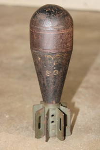 Original U.S. WW2 Era M69 Training/Practice Cartridge for M2 60mm Mortar-Inert: Original U.S. WW2 Era M69 Training/Practice Cartridge for M2 60mm Mortar-Inert. It measures 9 5/8" Long x 2 3/8" Wide and the Total Weight is 4 lbs 6 oz. These are hard to find WWII Era M69 Train