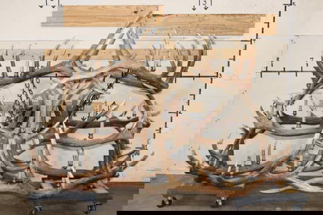 XXL Hand-made ELK Antler Chandelier Made from 20 Antler Sheds: XXL ELK Antler Chandelier made from 20 Antler Sheds. This 3-Tier Chandelier is very well made by hand and has 20 Light Bulbs. It measures 6'7" Long x 3.5" Wide x 4'5" Tall. It has a Heavy Duty Chain H