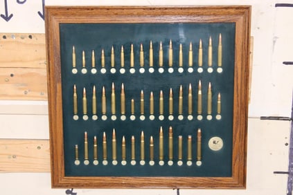 Tatonka Cartridge Display in a Glass and Wood Shadowbox Frame
