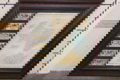 Big Reproduction "Republic of Texas/Alamo" Map and 6 Reproduction Texas Currency Notes