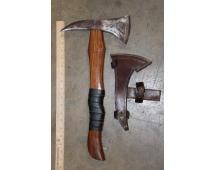 Contemporary Battle AXE with an Etched Steel Blade and Leather Sheath