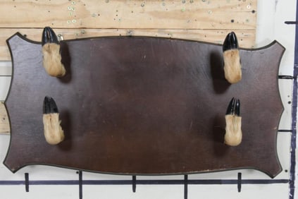 Unique Rack with 4 DEER Hooves on a Wooden Plaque
