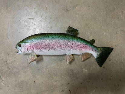 *New in the Box* Reproduction RAINBOW TROUT Fish Mount: *New in the Box* Reproduction RAINBOW TROUT Fish Mount. It measures 14" Long. This Rainbow Trout will look amazing in any sea or beach themed space. TAXIDERMY FISH