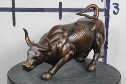 BRONZE "Wall Street" BULL Sculpture, Weight 3lbs