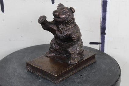 BRONZE Bear on a Book Sculpture, Weight 3 lbs