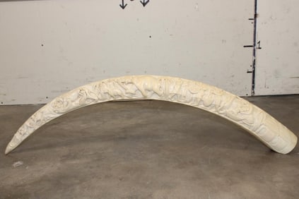*TEXAS RESIDENTS ONLY* Hand-carved or Scrimshawed AFRICAN ELEPHANT IVORY Tusk with an Animal Scene
