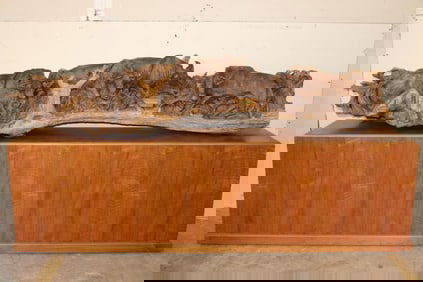 Huge Original Hand-carved Leadwood Sculpture of WILDEBEESTS by artist Robert Nzali
