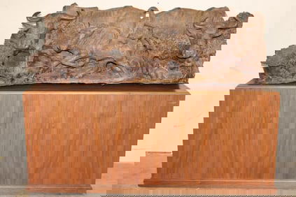 XL Original Hand-carved Leadwood Sculpture of a WILDEBEEST Family by African artist Robert Nzali