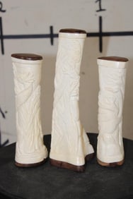 (3) Scrimshawed GIRAFFE BONE Salt or Pepper Shakers (ONE$)