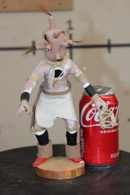Hand-carved and Hand-painted Native Navajo Tribe "Mudhead" KACHINA Doll signed by E. Burbank
