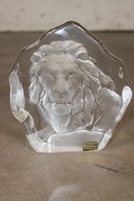 Vintage Mats Jonasson for Kosta Boda Crystal, LION Sculpture