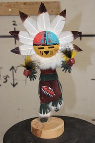 Hand-carved and Hand-painted "Sunface" Navajo KACHINA DOLL by artist P.J. Chupo