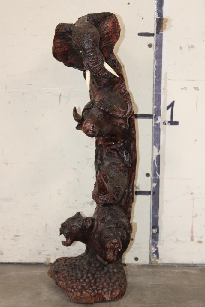 Hand-carved Wooden  African "Big 5" Statue (1 of 11)