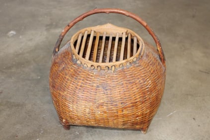 Antique Hand-woven SNAKE BASKET with a Sliding Lid