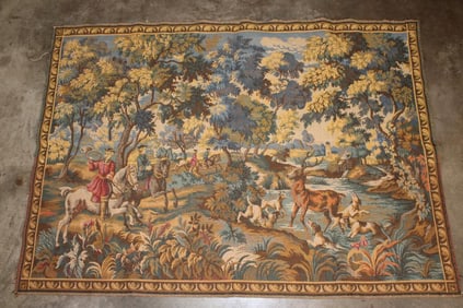 French Jacquard (Woven) Tapestry with Hunting Scene