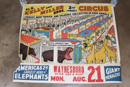 Original AL G. Kelly and Miller Bros. "2nd Largest Circus" Advertisement from the 1950's