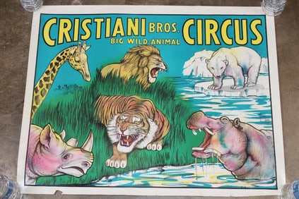 Original "Cristiani Bros. Circus" Advertisement from 1958 by Artist F.D. Freeland