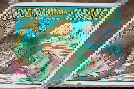 Original "Cristiani Bros. Circus" Advertisement from 1958 by Artist F.D. Freeland: Original "Cristiani Bros. Circus" Advertisement from 1958 by Artist F.D. Freeland. It measures 28" Wide x 22" Tall. The Cristiani Brothers Circus started in 1949 after the family had been performing i