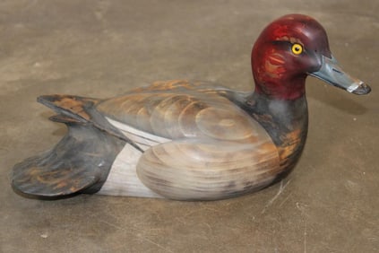 Original Hand-carved and Hand-Painted Duck Decoy signed by J. Linder