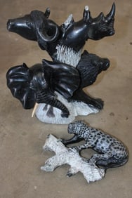 African "Big 5" Soapstone Statue